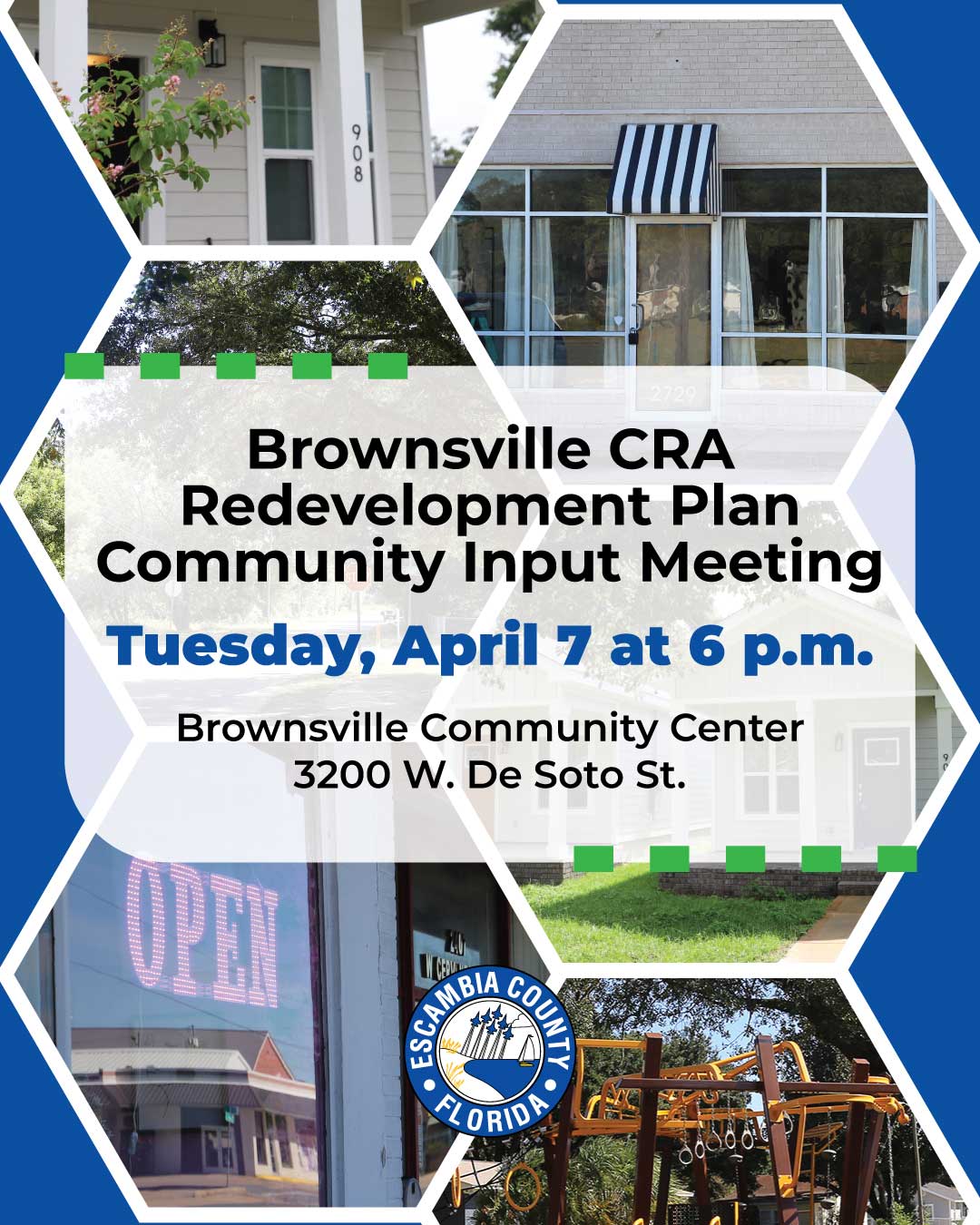 Brownsville CRA Neighborhood Meeting Image advertising the Brownsville CRA neighborhood meeting on Tuesday, April 7