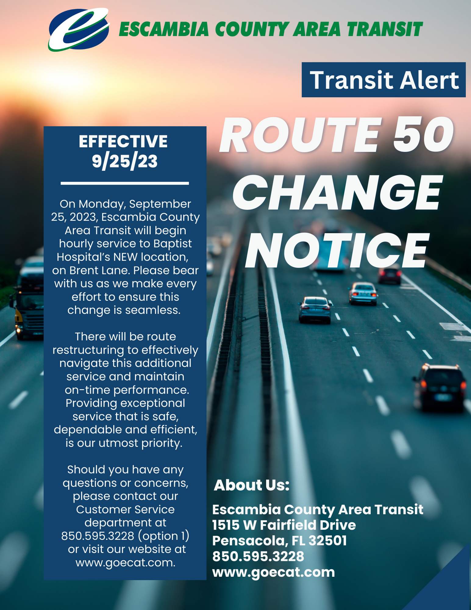 Route 50 Change Notice