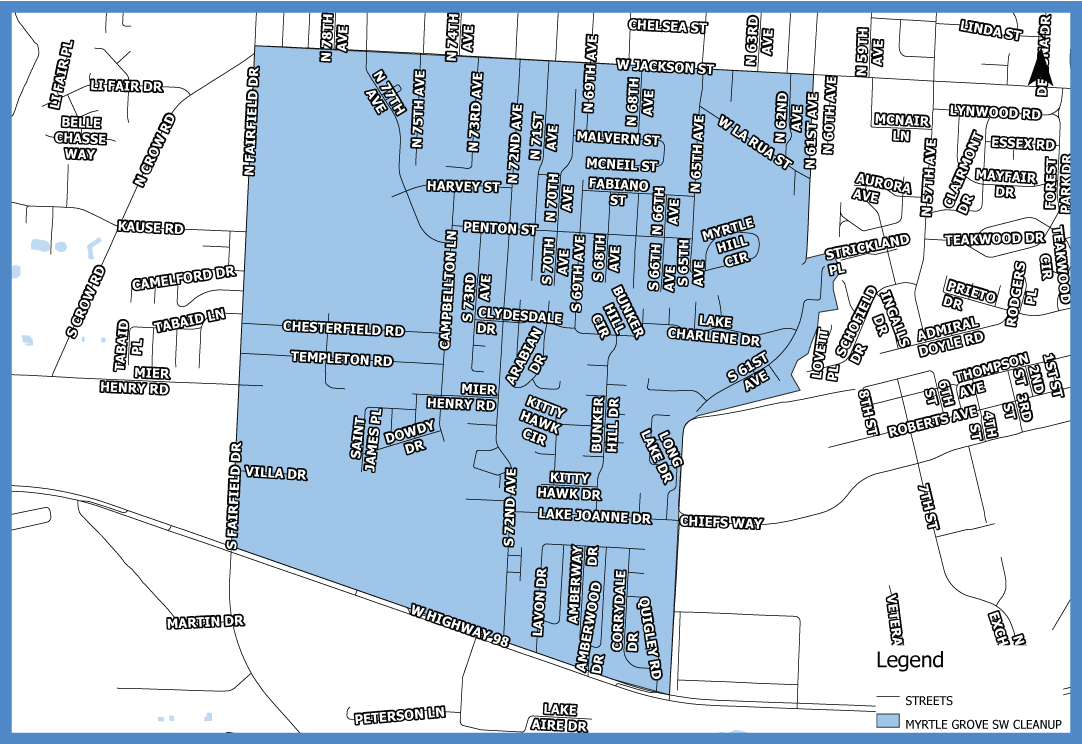 Myrtle Grove Southwest Neighborhood Cleanup Map