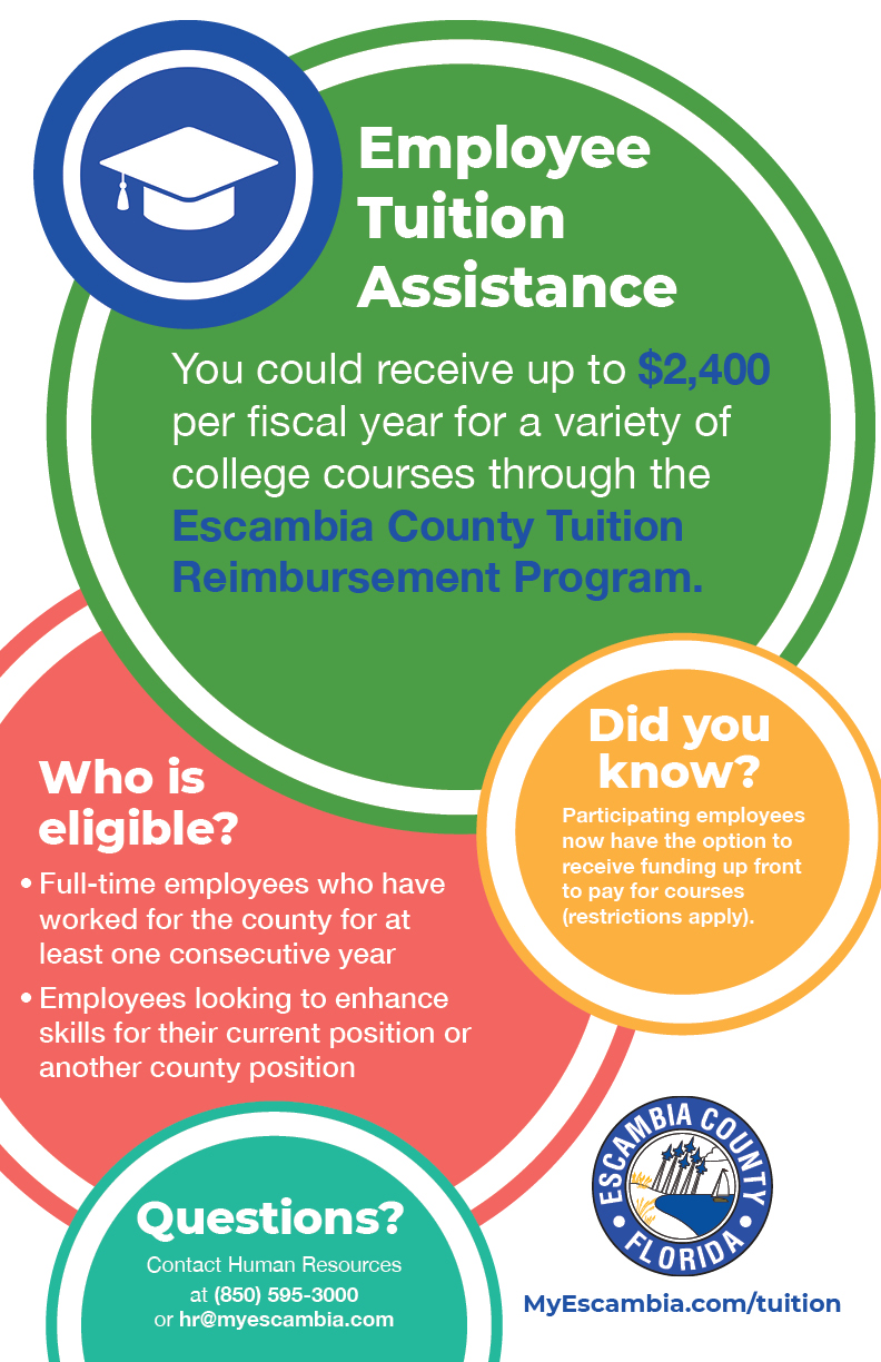 Employee tuition assistance program details including eligibility, funding amount, and contact information.