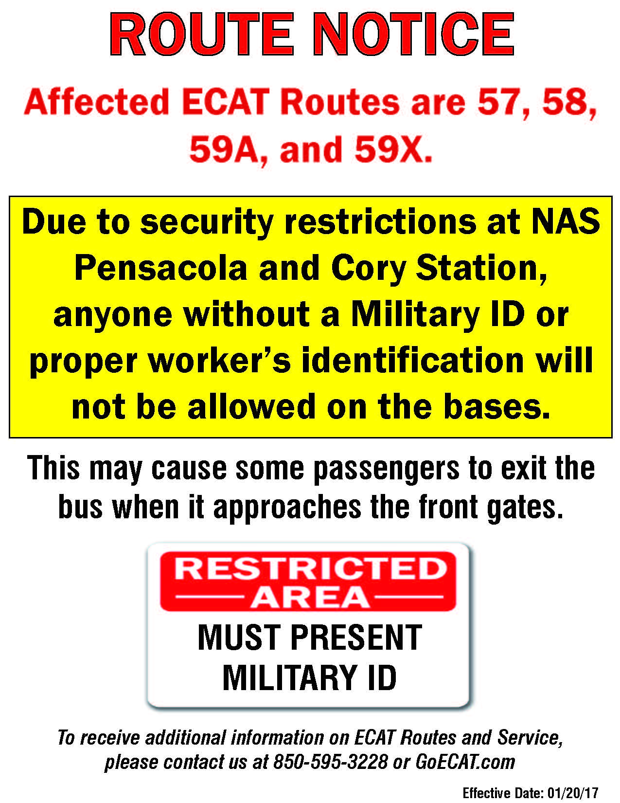 Route notice Military ID